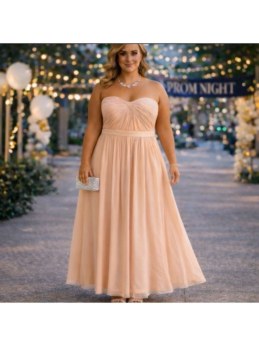 JENNY YOO PALE PINK STRAPLESS SWEETHEART CHIFFON GOWN FORMAL DRESS 16